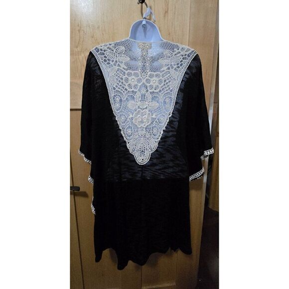 Vintage Starlet Black Cardigan With Lace Collar & Trim - Picture 4 of 9